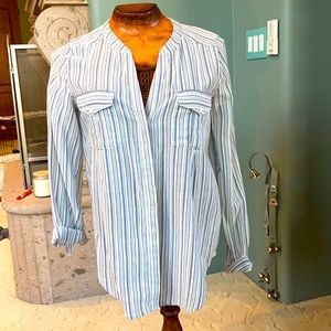 Joie Kalanchoe linen button down Never worn. New without tag striped denim/white